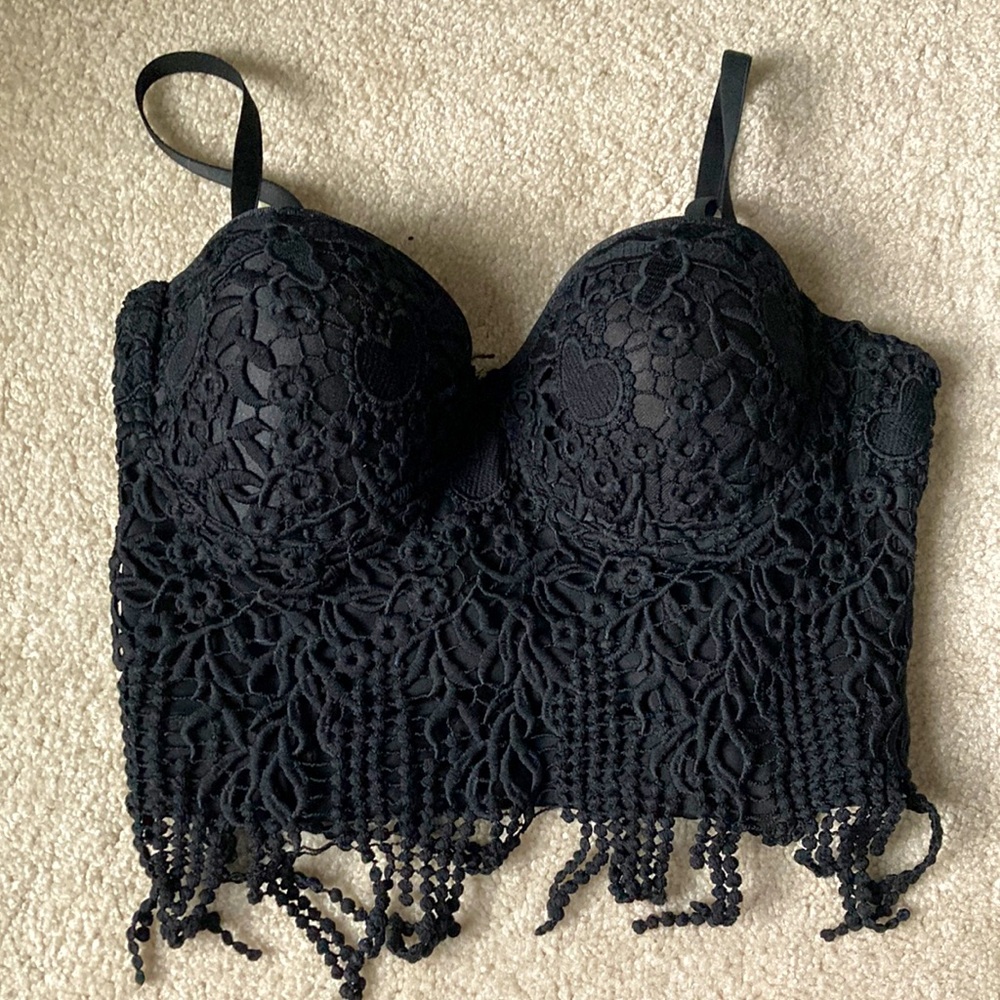 Black Lace Crop Top